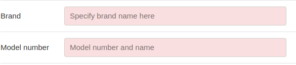 Input box for brand name